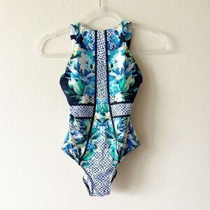 Anthropologie Jets by Jessika Allen Floral Print One piece Swimsuit